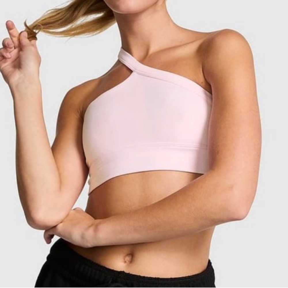 PINK Victoria's Secret Asymmetric Light Pink Sports Bralette